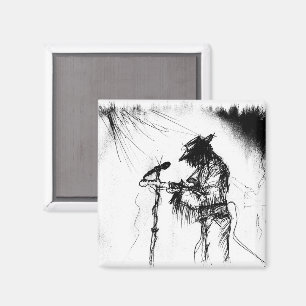 Blues Music Live Band Guitar Sketch Art Magnet