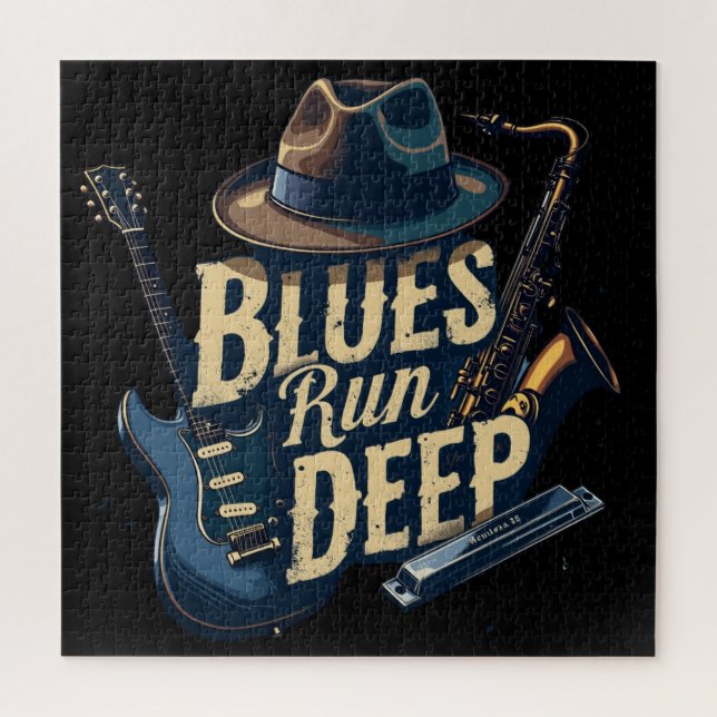 Blues Music Retro Aesthetic Vintage Jazz Jigsaw Puzzle (Vertical)