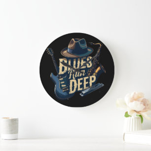 Blues Music Retro Aesthetic Vintage Jazz Large Clock