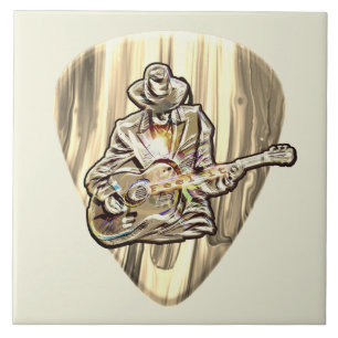 Blues Musician behind Pick - Feel the music Tile