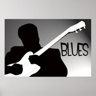 Blues player's silhouette with a spotlight poster