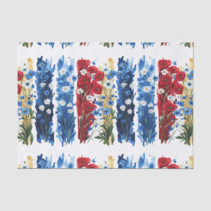 Blues Reds Summer Wild Flowers Decoupage Tissue Paper