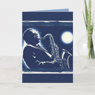 Blues Saxophone Player Pop Art Musicians Music Card