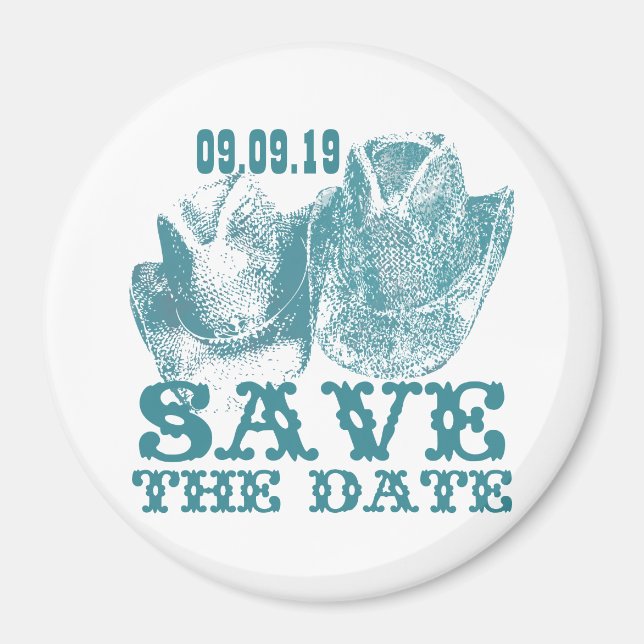 Bluestone Teal Western Horse Ranch Farm Wedding Magnet (Front)