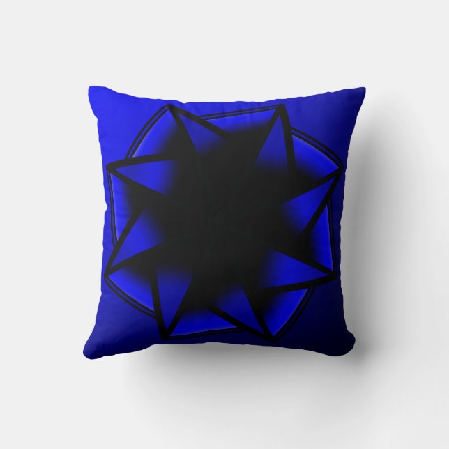 Bluesy Blue Gradient Star Bow Cushion (Back)