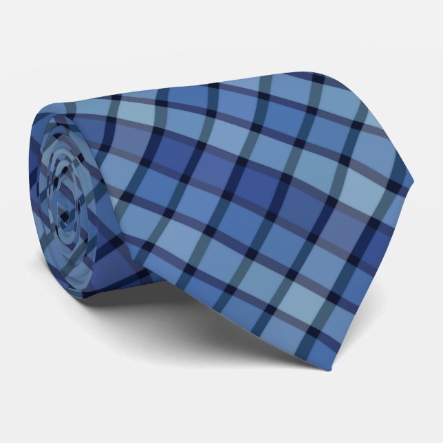 Bluesy Checkered Diagonal Tile Repeating Pattern Tie (Rolled)