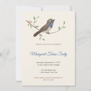 Bluethroat Songbird 60th Birthday Invitation