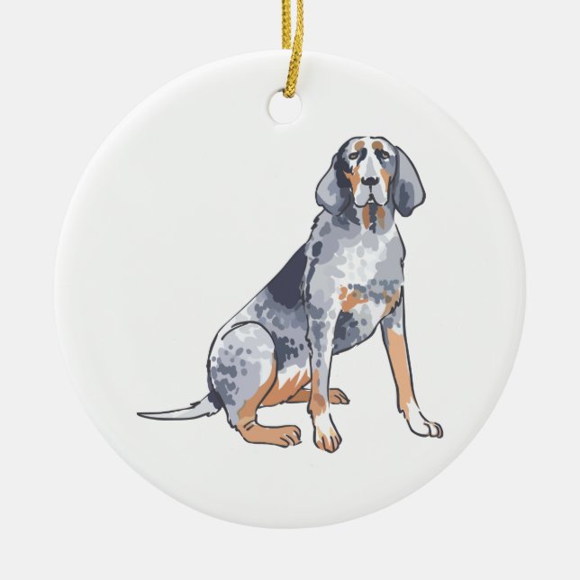 Bluetick Coonhound Ceramic Tree Decoration (Front)