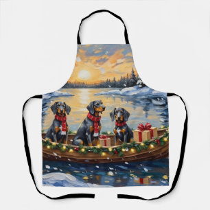 Bluetick Coonhound Christmas Boat Holiday Apron