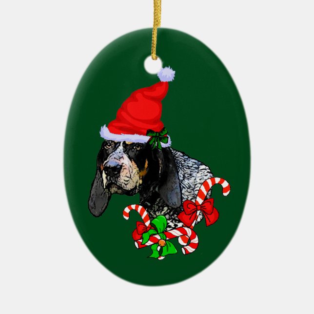 Bluetick Coonhound Christmas Ceramic Tree Decoration (Front)
