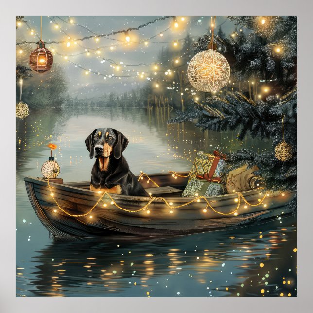 Bluetick Coonhound Christmas Festive Voyage Poster (Front)
