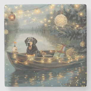 Bluetick Coonhound Christmas Festive Voyage Stone Coaster