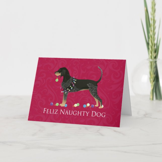 Bluetick Coonhound Christmas Holiday Card (Front)