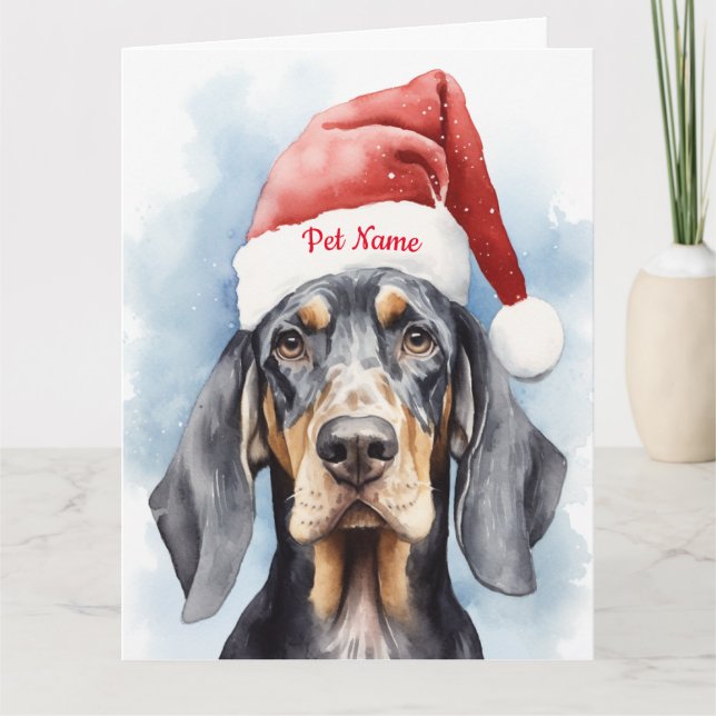 Bluetick Coonhound Christmas Personalised  Card (Front)