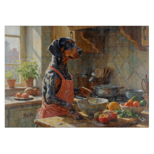 Bluetick Coonhound Cooking in Kitchen Cutting Board