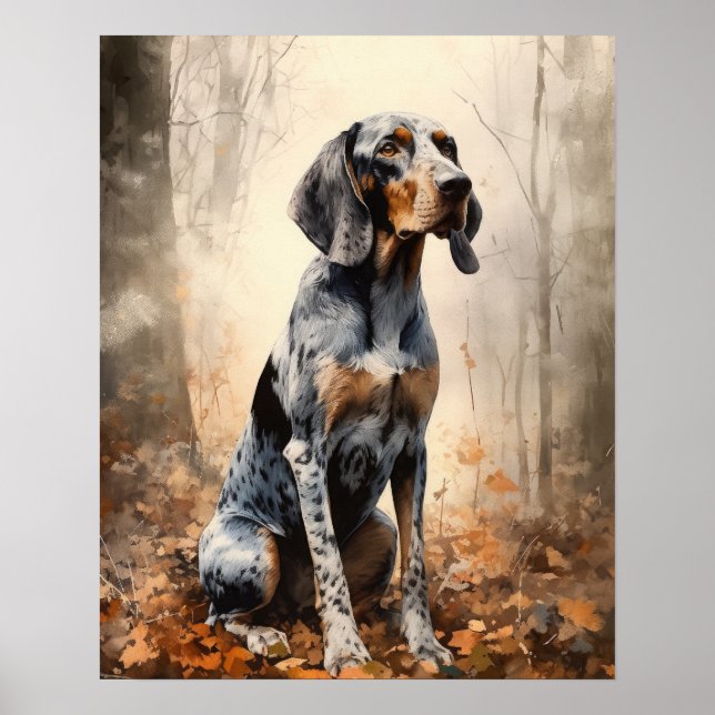 Bluetick Coonhound Dog Art Print Poster (Front)