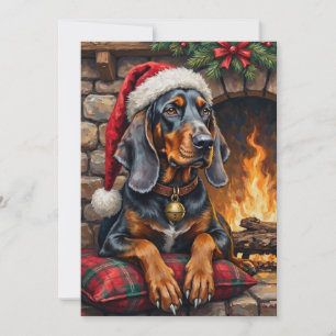 Bluetick Coonhound Dog Cozy Lodge Christmas Holiday Card