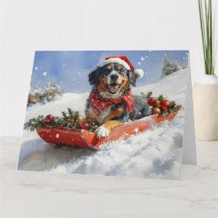 Bluetick Coonhound Dog in Sledge Christmas Card
