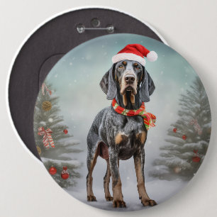 Bluetick Coonhound Dog in Snow Christmas  6 Cm Round Badge