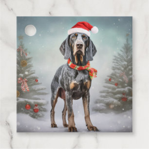 Bluetick Coonhound Dog in Snow Christmas  Favour Tags