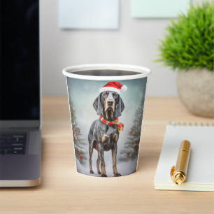Bluetick Coonhound Dog in Snow Christmas  Paper Cups