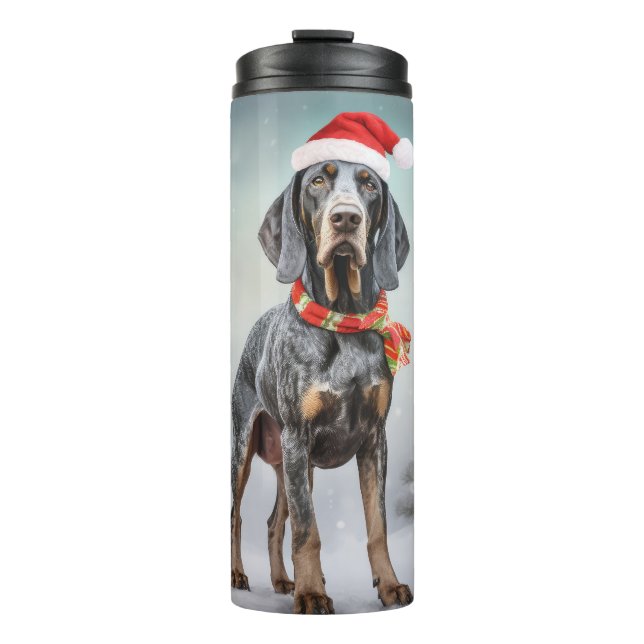 Bluetick Coonhound Dog in Snow Christmas  Thermal Tumbler (Front)