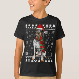 Bluetick Coonhound Dog Santa Hat Xmas Ugly Christm T-Shirt
