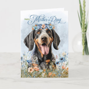 Bluetick Coonhound Dog Wildflowers Mother's Day Holiday Card