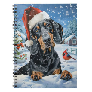 Bluetick Coonhound Dog Winter Wonderland Christmas Notebook