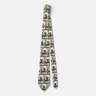 Bluetick Coonhound Dog with Easter Eggs Holiday  Tie