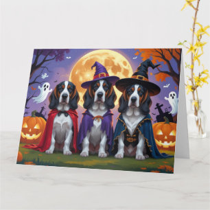Bluetick Coonhound Dogs Pumpkin Halloween Funny Card