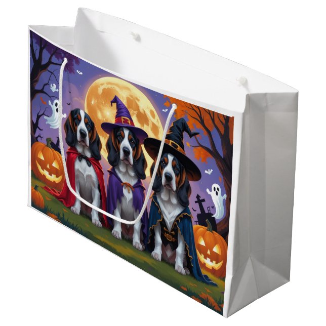 Bluetick Coonhound Dogs Pumpkin Halloween Funny Large Gift Bag (Front Angled)