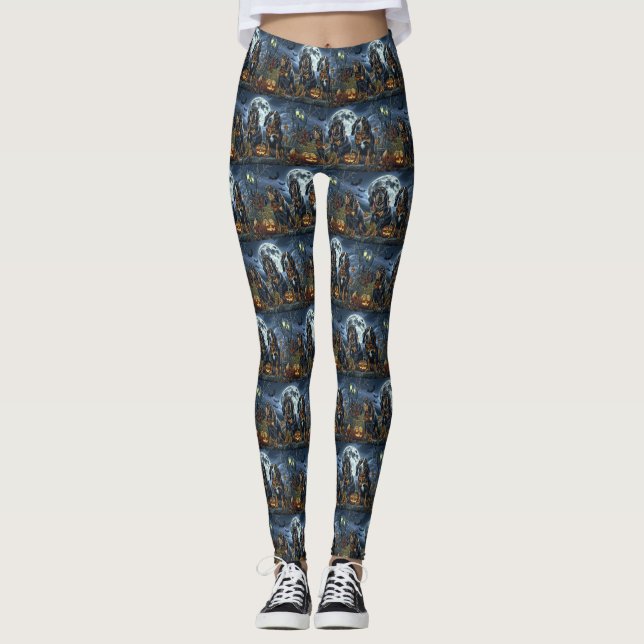 Bluetick Coonhound Halloween Spooky Leggings (Front)