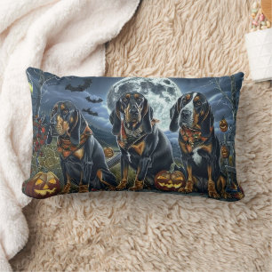 Bluetick Coonhound Halloween Spooky Lumbar Cushion