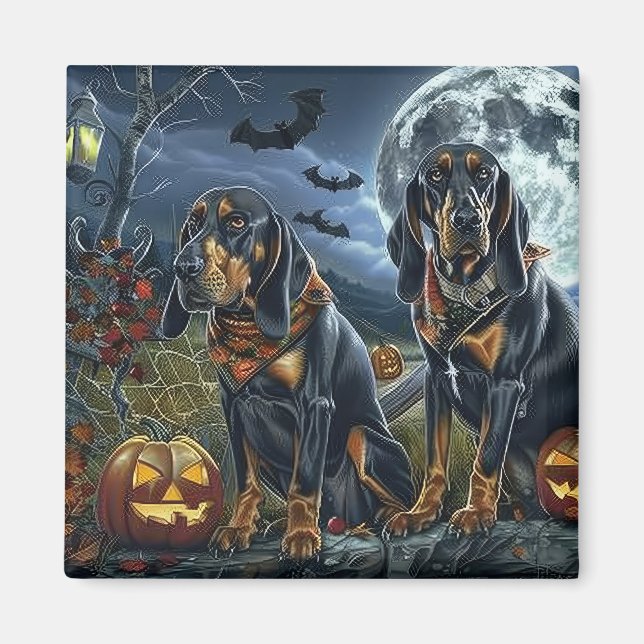 Bluetick Coonhound Halloween Spooky Magnet (Front)