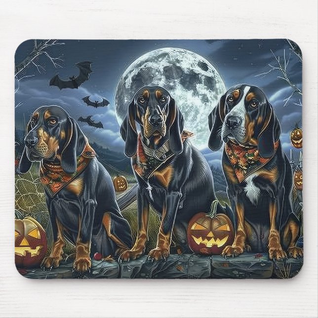 Bluetick Coonhound Halloween Spooky Mouse Pad (Front)