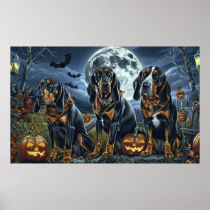 Bluetick Coonhound Halloween Spooky Poster