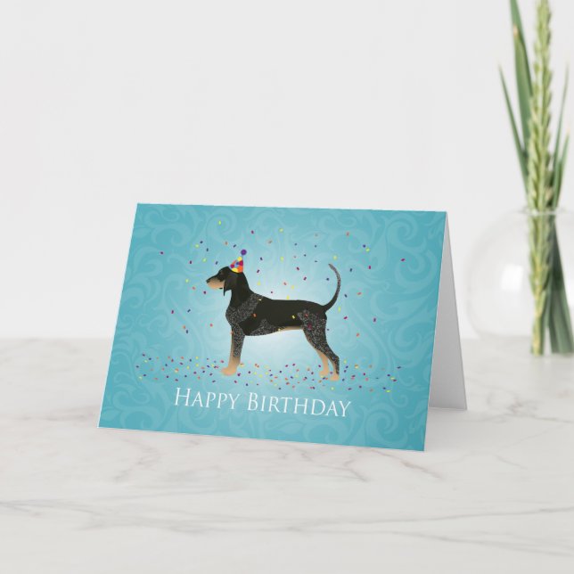 Bluetick Coonhound Happy Birthday Design Card (Front)