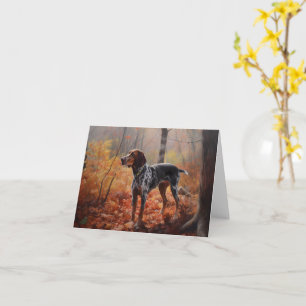 Bluetick Coonhound in Autumn Leaves Fall Inspire Card