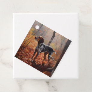 Bluetick Coonhound in Autumn Leaves Fall Inspire Favour Tags