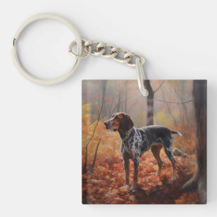Bluetick Coonhound in Autumn Leaves Fall Inspire Key Ring