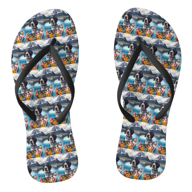 Bluetick Coonhound on a Paddle: A Scenic Adventure Jandals (Footbed)