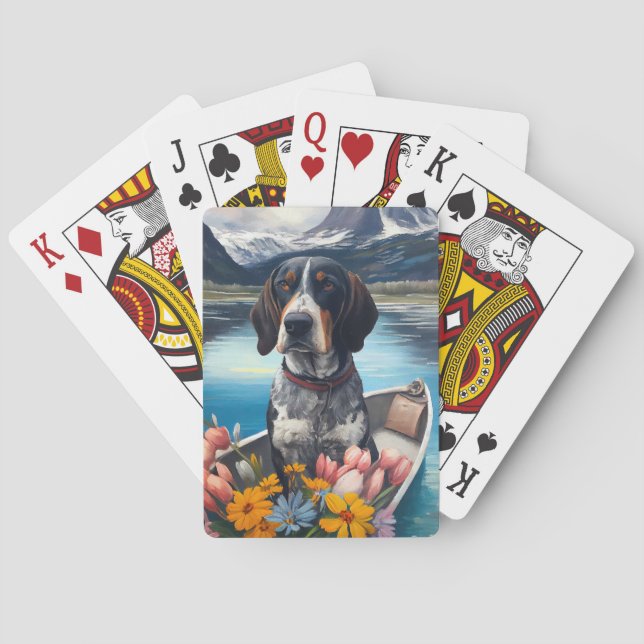 Bluetick Coonhound on a Paddle: A Scenic Adventure Playing Cards (Back)