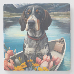 Bluetick Coonhound on a Paddle: A Scenic Adventure Stone Coaster