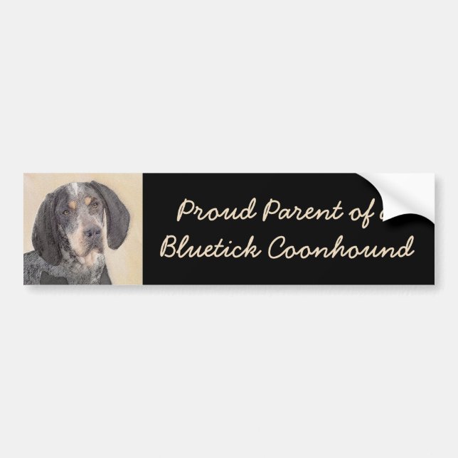 Bluetick Coonhound Painting - Cute Original Dog Ar Bumper Sticker (Front)