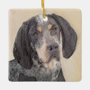 Bluetick Coonhound Painting - Cute Original Dog Ar Ceramic Ornament