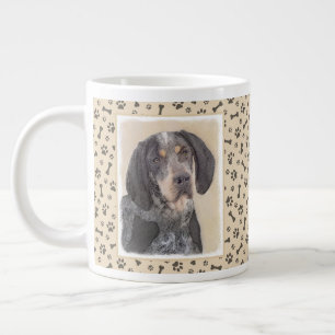 Bluetick Coonhound Painting - Cute Original Dog Ar Large Coffee Mug