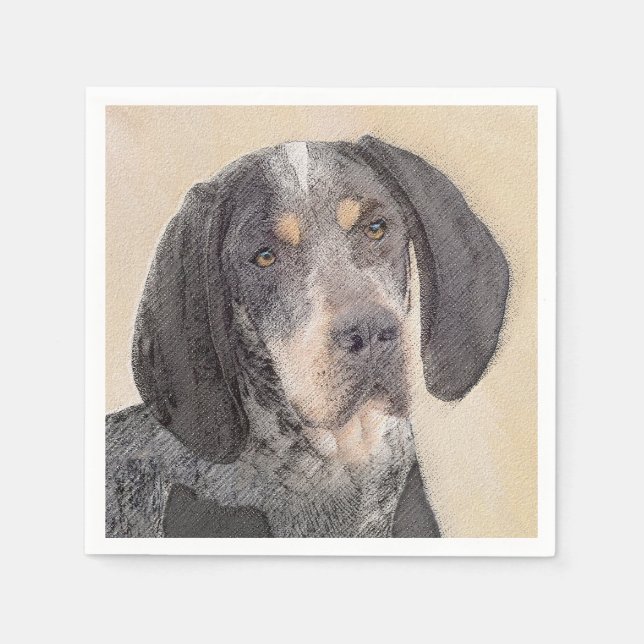 Bluetick Coonhound Painting - Cute Original Dog Ar Napkin (Front)