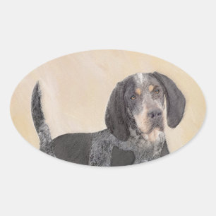 Bluetick Coonhound Painting - Cute Original Dog Ar Oval Sticker