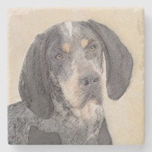 Bluetick Coonhound Painting - Cute Original Dog Ar Stone Coaster